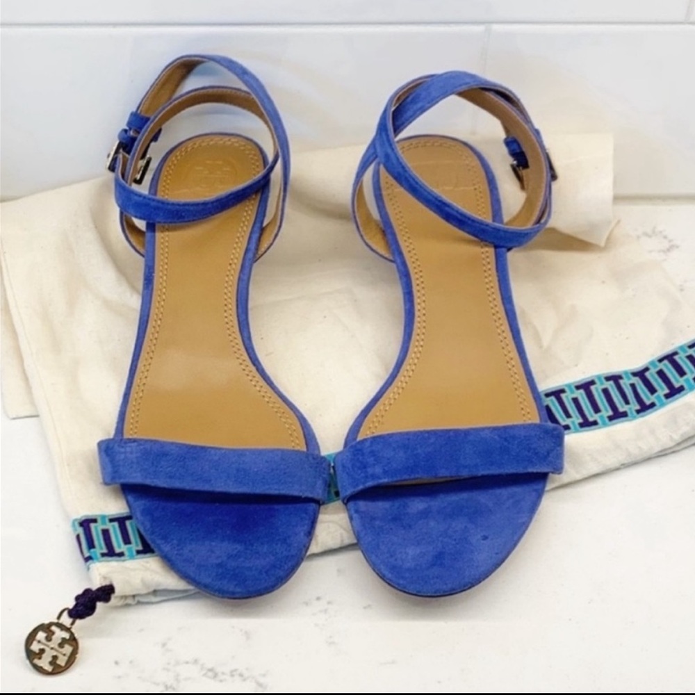 Tory Burch Blue Suede Kitten Heels